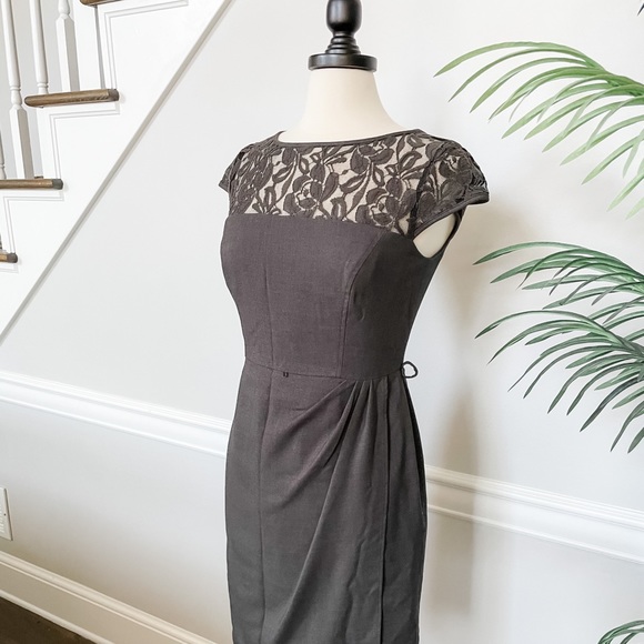 Anne Klein Gray Dress with Lace Detail - Picture 3 of 11